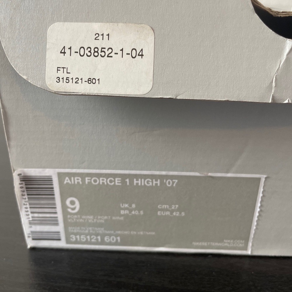 Nike Men’s Air Force 1 High 07 Port Wine Size 9 - Picture 10 of 11